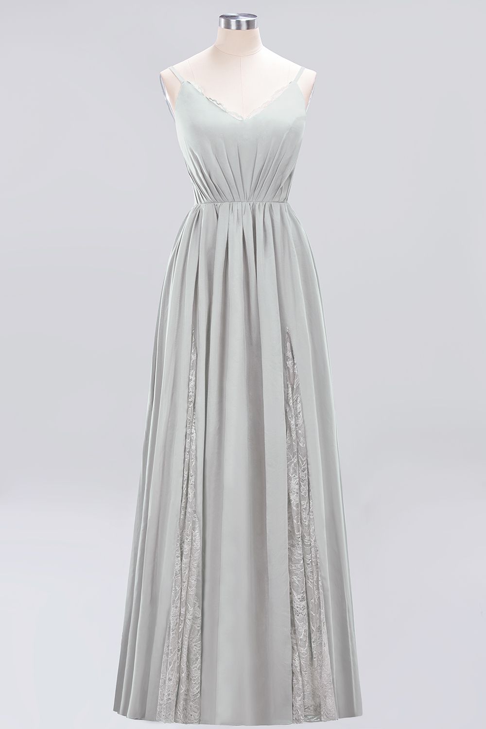 BMbridal Elegant Spaghetti Straps Long Bridesmaid Dress Lace V-Neck Maid of Honor Dress-BMbridal