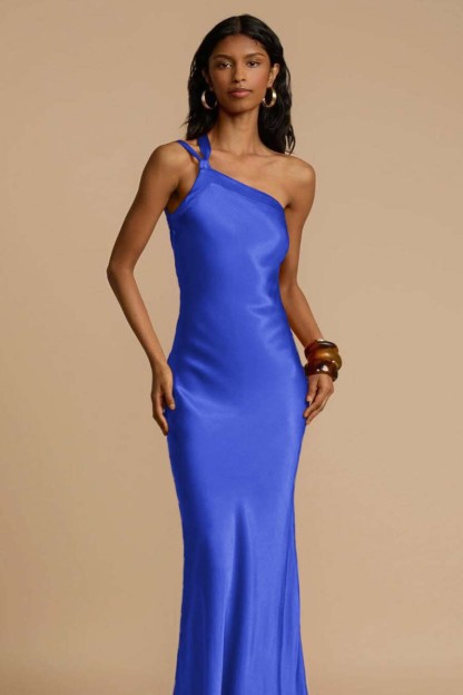 One Shoulder Sleeveless Backless Long Prom Dress With Ruffles
