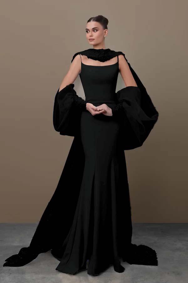 Spaghetti Strap Sleeveless Long Mermaid Prom Dress With Sequins