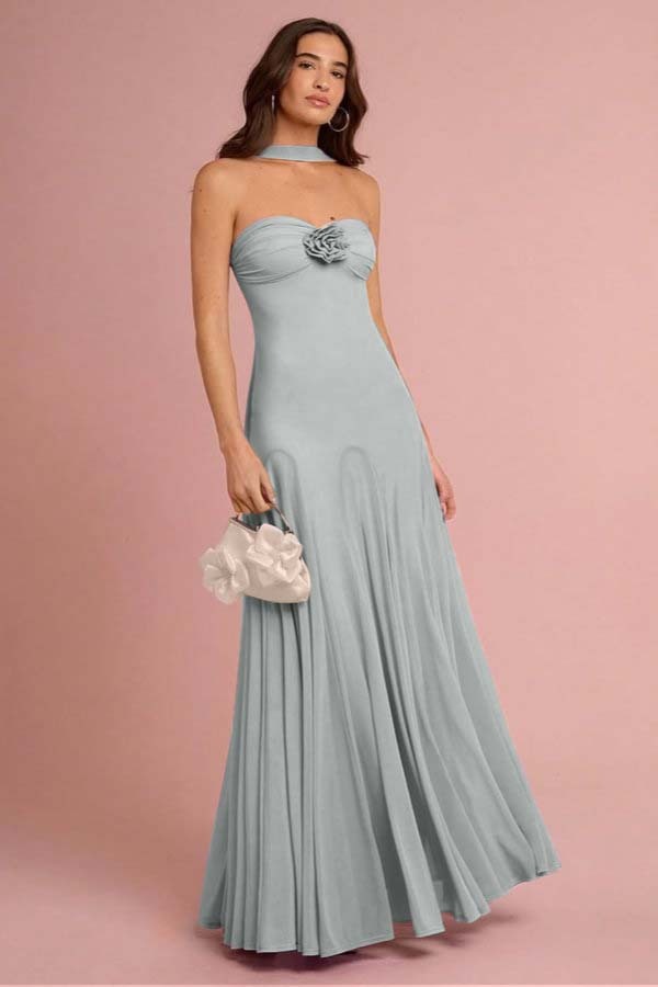Sweetheart Strapless Sleeveless Long Prom Dress With Ruffles