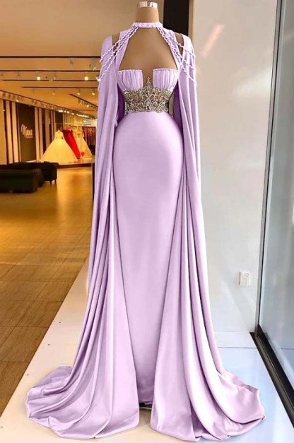 Halter Sleeveless Long Mermaid Prom Dress With Pleated Beading