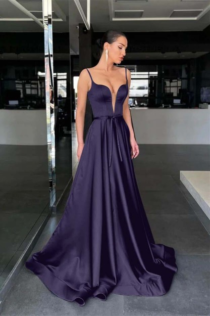 Charming Sage Spaghetti Strap Sleeveless A Line Prom Dress Long With Belt