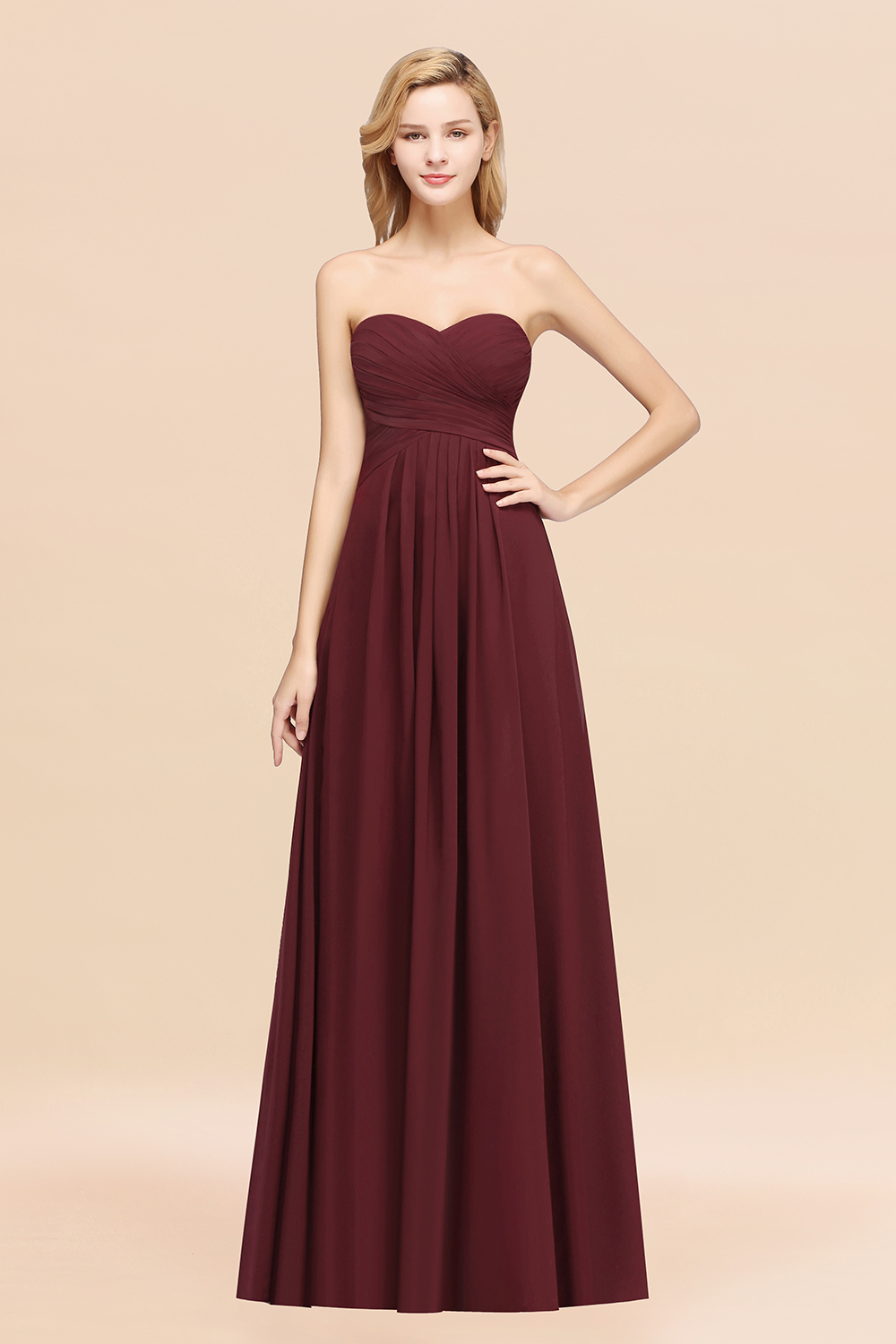 BMbridal Vintage Sweetheart Long Grape Affordable Bridesmaid Dresses Online-BMbridal