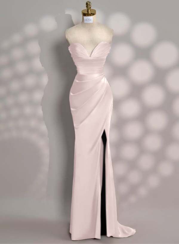 Strapless Sleeveless Mermaid Long Prom Dress With Front Split