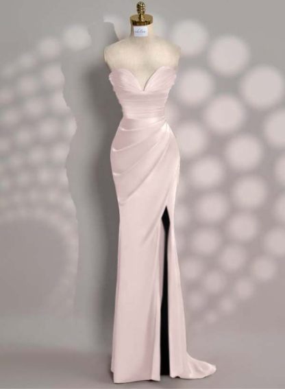 Strapless Sleeveless Mermaid Long Prom Dress With Front Split