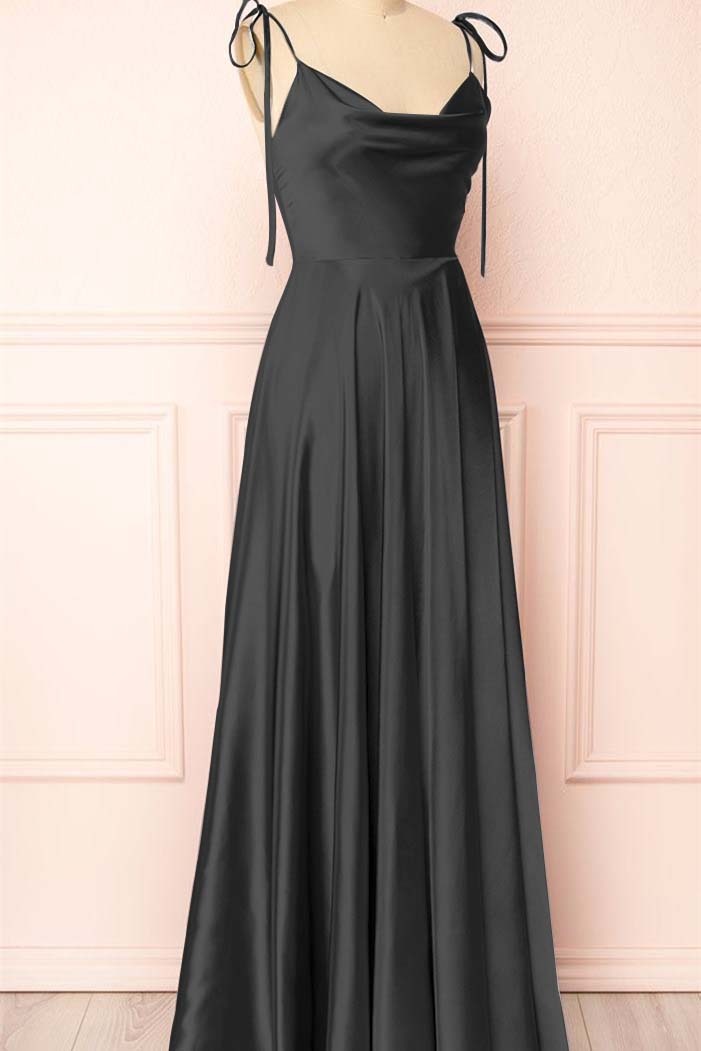 Simple Spaghetti Strap Sleeveless Prom Dress With Split Open Back
