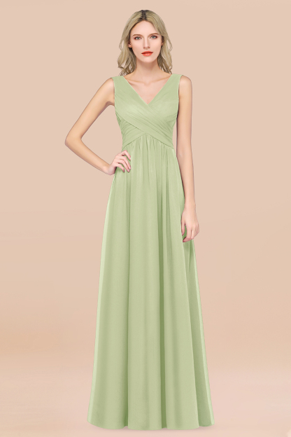 BMbridal Glamorous Chiffon V-Neck Sleeveless Burgundy Bridesmaid Dress with Draped Back-BMbridal