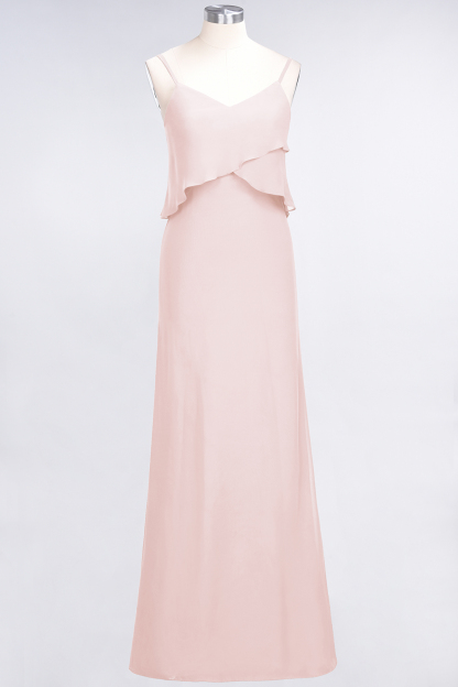 BMbridal Affordable Spaghetti-Straps V-Neck Burgundy Chiffon Bridesmaid Dresses-BMbridal