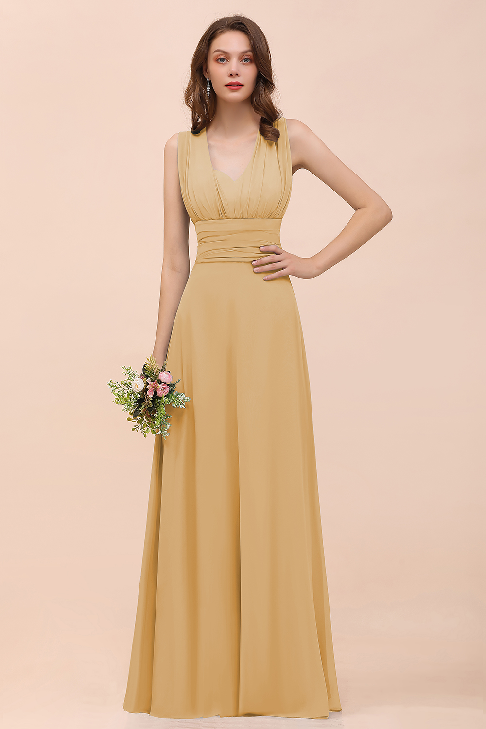 BMbridal New Arrival Dusty Blue Ruched Long Convertible Bridesmaid Dresses-BMbridal