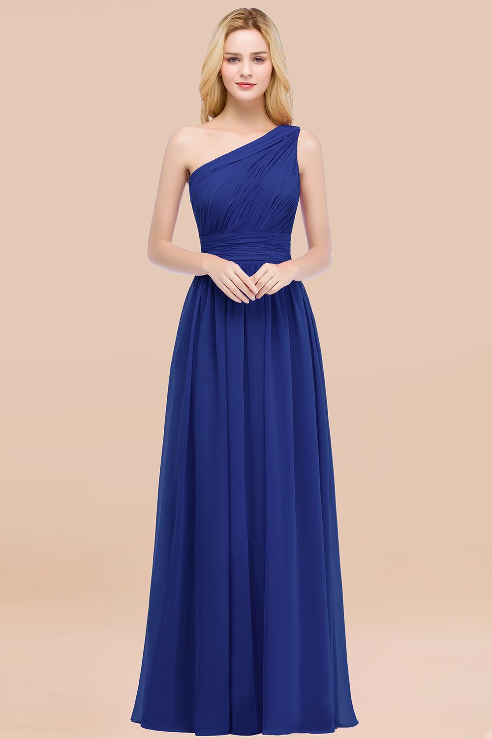 BMbridal Chic One-shoulder Sleeveless Burgundy Chiffon Bridesmaid Dresses Online-BMbridal