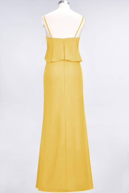 BMbridal Affordable Spaghetti-Straps V-Neck Burgundy Chiffon Bridesmaid Dresses-BMbridal