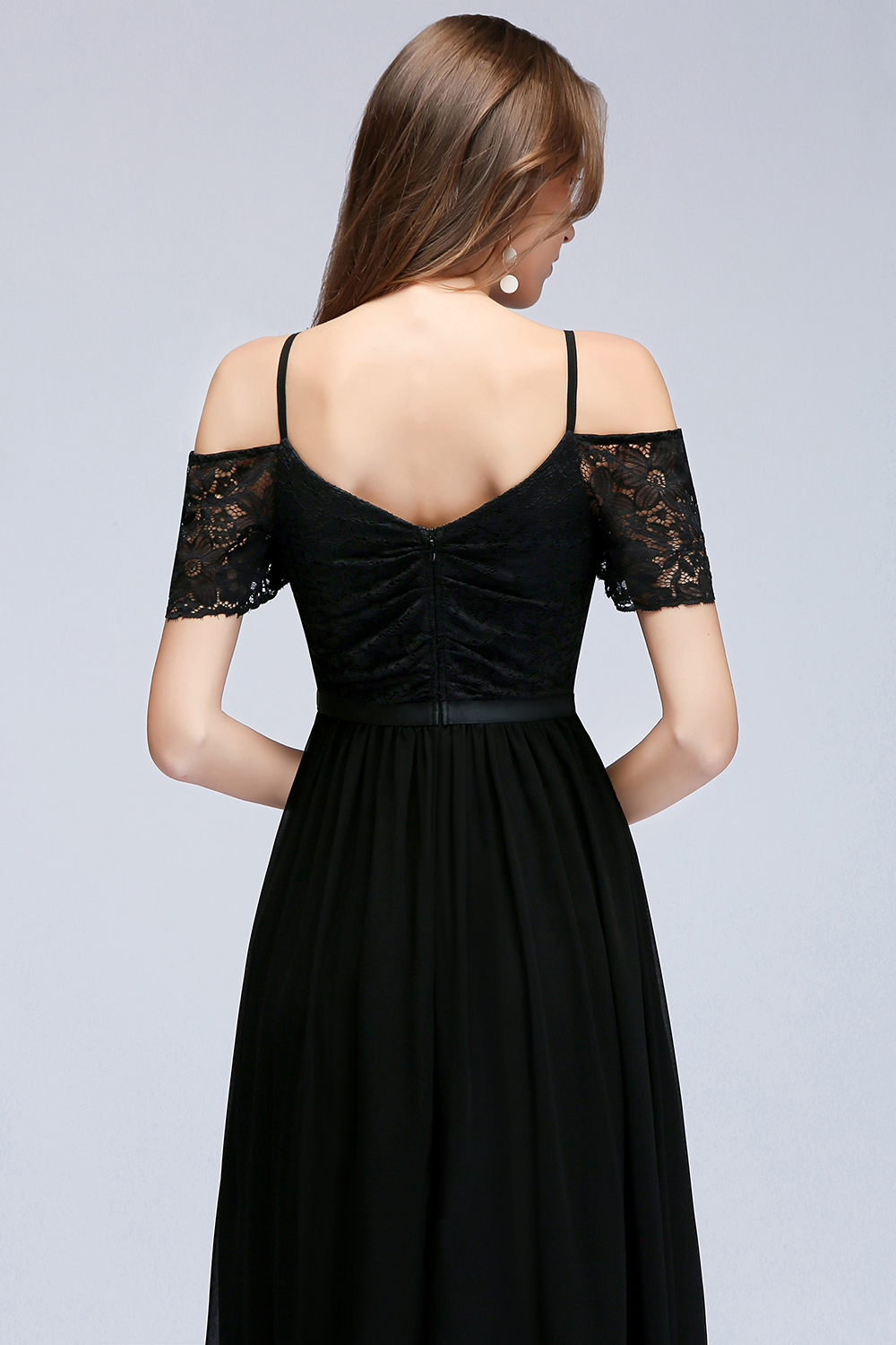 BMbridal Affordable Off-the-shoulder Black Lace Bridesmaid Dress Online-BMbridal