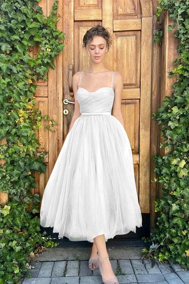 Tulle Spaghetti Strap Sweetheart Sleeveless Prom Dress With Belt