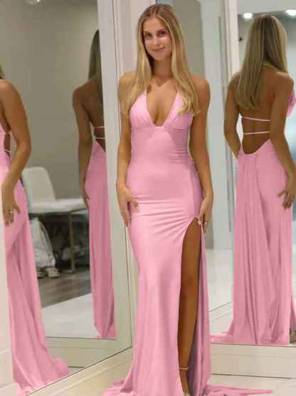 Yellow Mermaid Unique Open Back Long Prom Dress