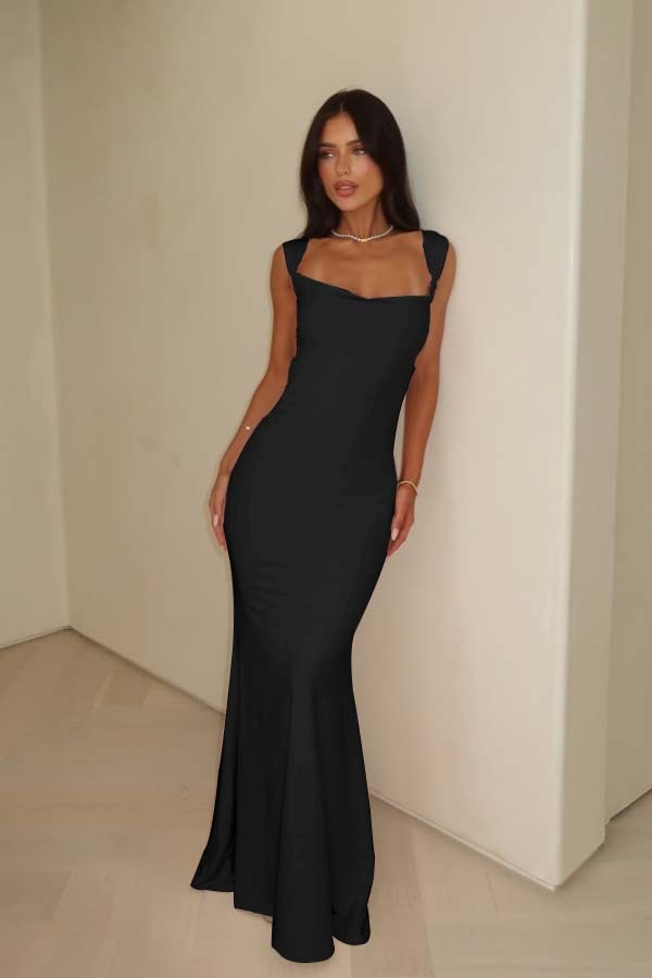 Stunning Straps Sleeveless Long Mermaid Prom Dress With Pleated