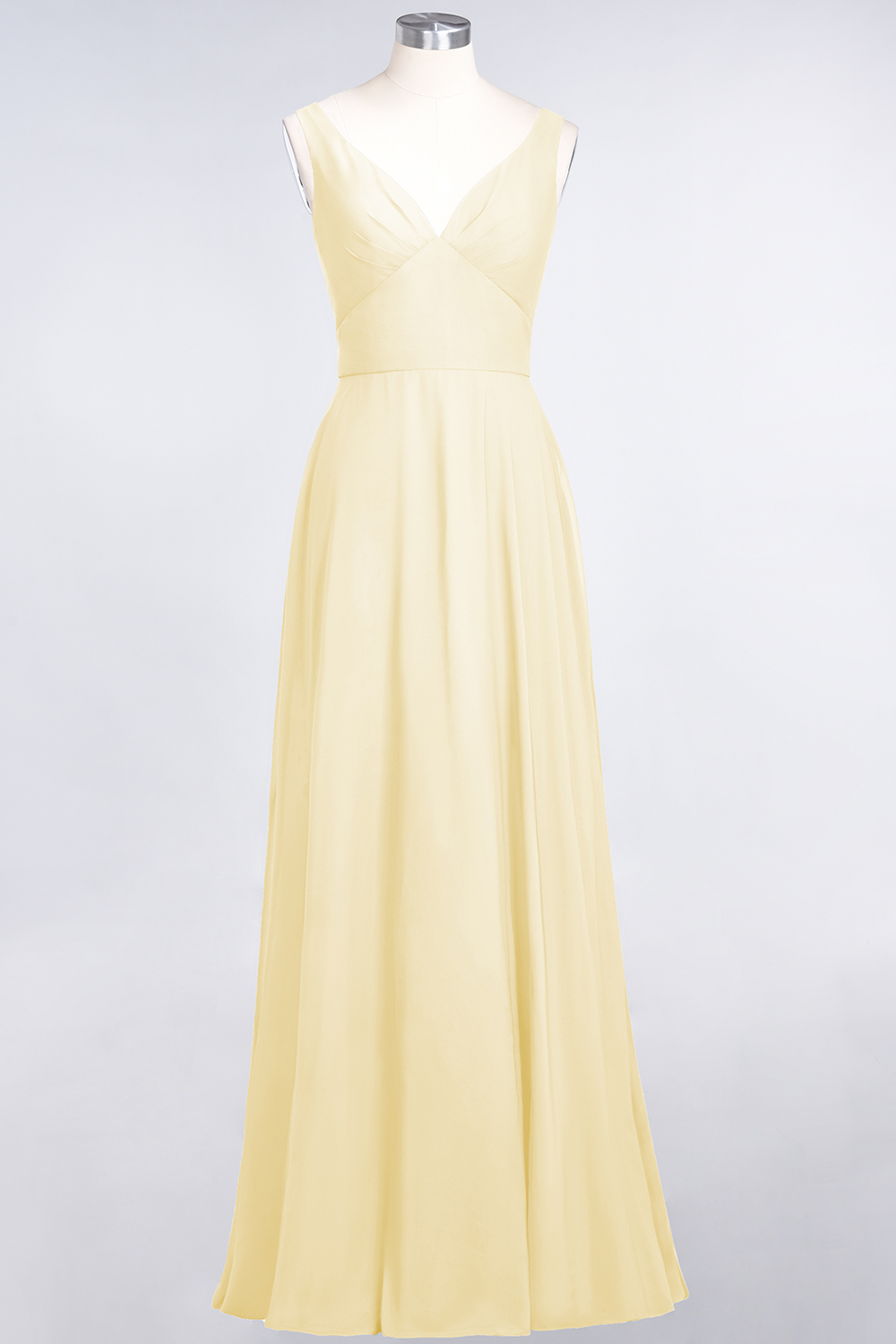 BMbridal Chic Chiffon V-Neck Straps Ruffle Affordable Bridesmaid Dresses with Open Back-BMbridal