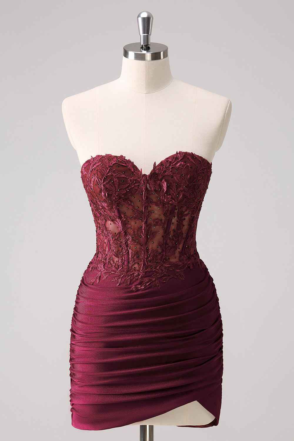 Fuchsia Sweetheart Tight Corset Homecoming Dress with Beading