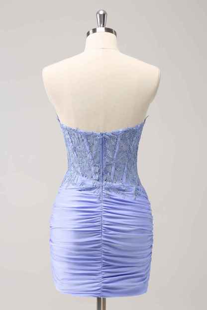 Fuchsia Sweetheart Tight Corset Homecoming Dress with Beading