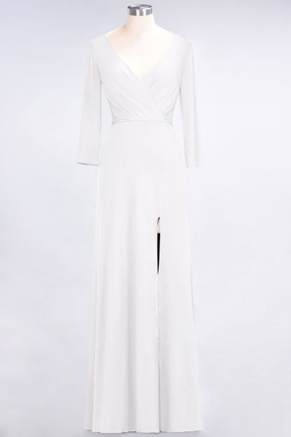 BMbridal Popular Spandex Long-Sleeves Burgundy Bridesmaid Dresses with Side-Slit-BMbridal