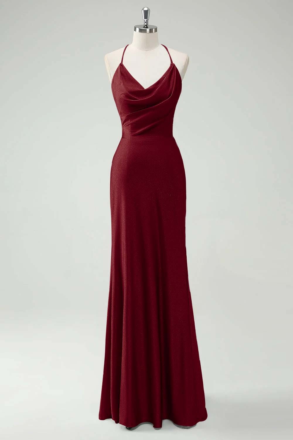 Chic Halter Sleeveless Long Mermaid Prom Dress With Pleated