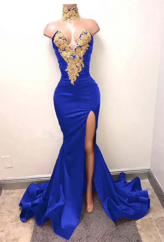 Mermaid Burgundy Deep V Neck Sleeveless Prom Dress Split With Lace Appliques