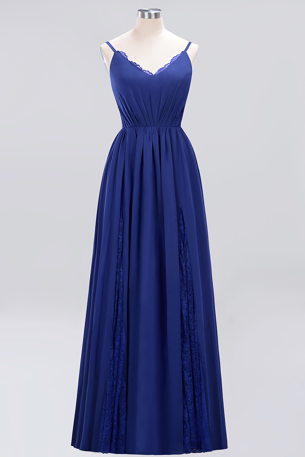 BMbridal Elegant Spaghetti Straps Long Bridesmaid Dress Lace V-Neck Maid of Honor Dress-BMbridal