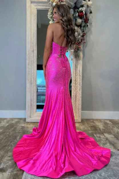 Glitter Lilac Sweetheart Mermaid Cut-out Long Prom Dress with Beading