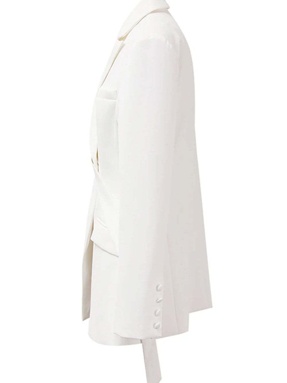 Asymmetrical White Blazer with Long Sleeves for Women