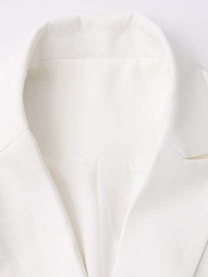 Asymmetrical White Blazer with Long Sleeves for Women