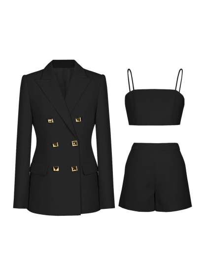 3-Piece Fuchsia Double-Breasted Suit for Women's Prom