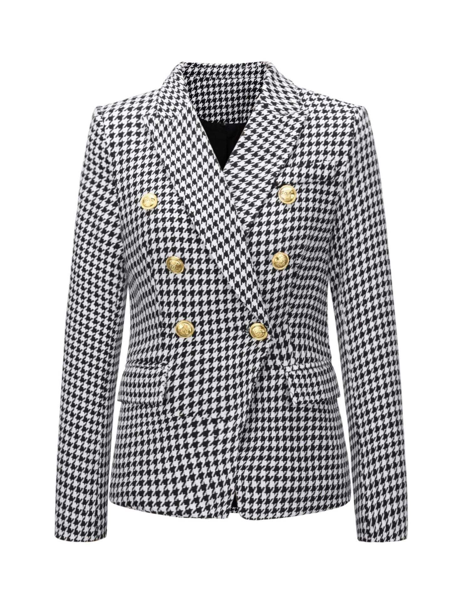 Double Breasted Peak Lapel Blazer For Women
