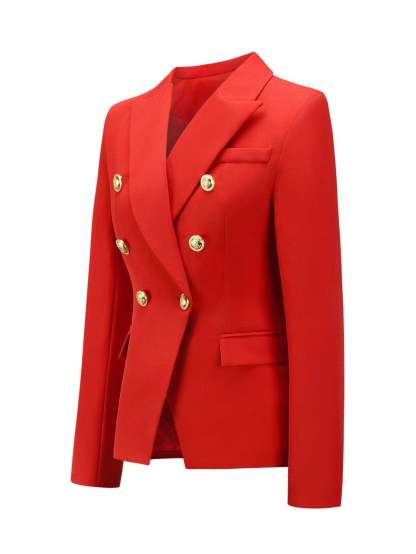 Double Breasted Peak Lapel Blazer For Women