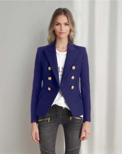 Double Breasted Peak Lapel Blazer For Women
