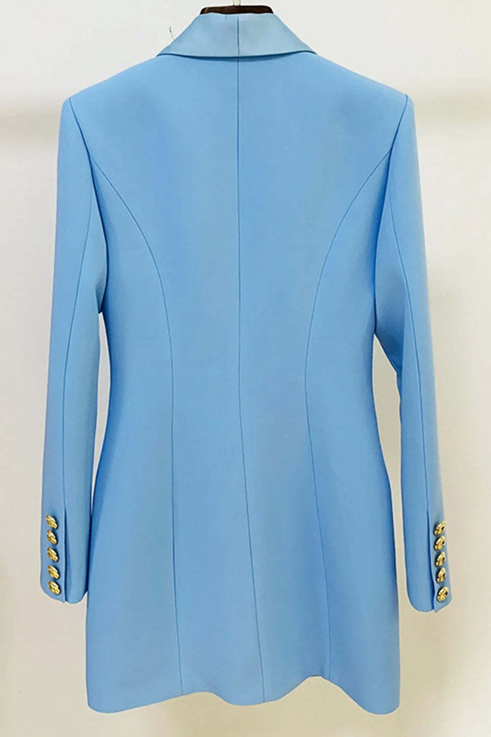 Button-Front Satin Blazer Dress with Lapel for Women