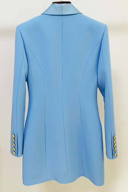 Button-Front Satin Blazer Dress with Lapel for Women