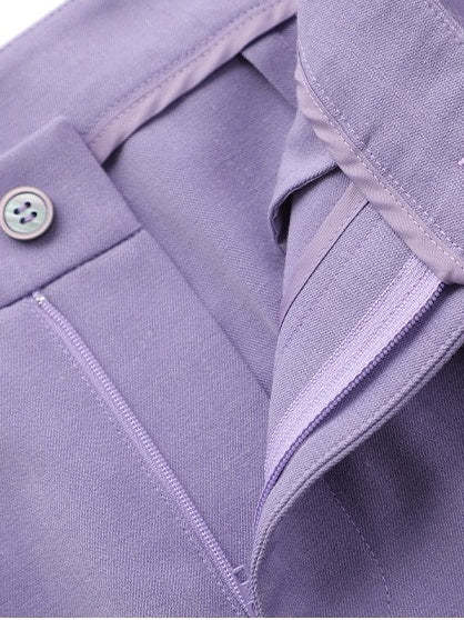 Double Breasted 2-Piece Suits For Women In Purple Peak Laple Satin