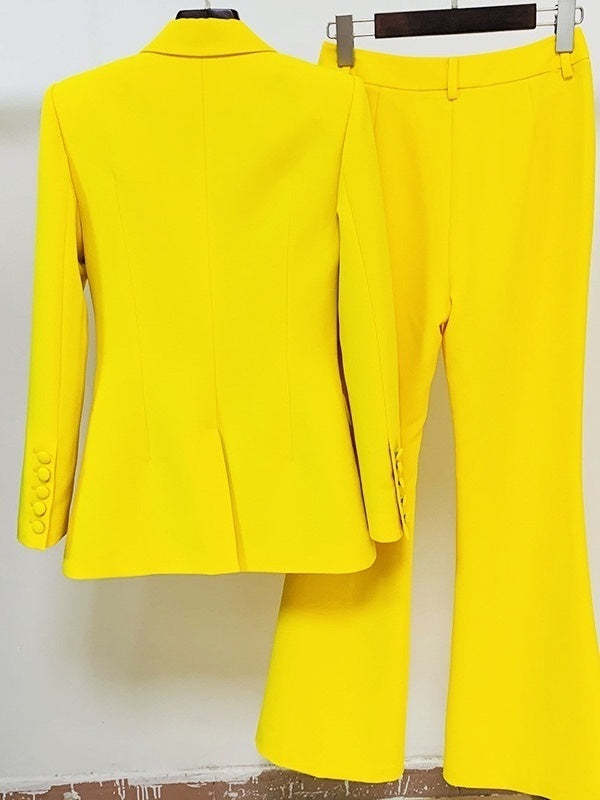 Two-Piece Suit for Women with Single-Breasted Button and Peak Lapel