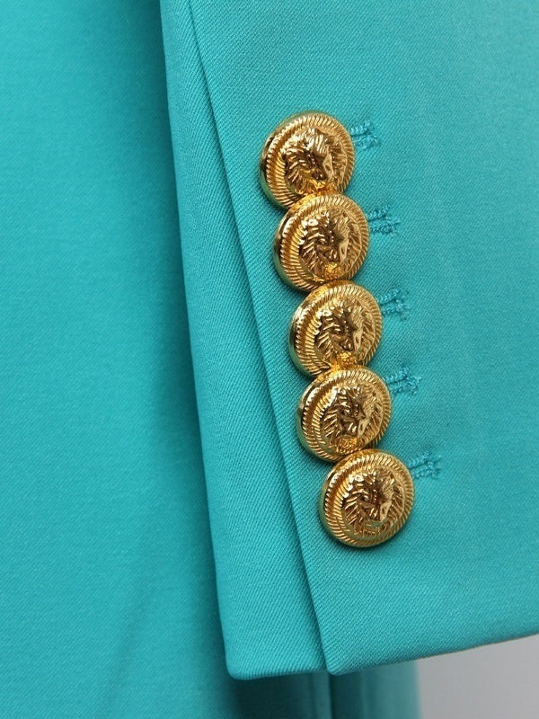 Single-Breasted Button Blazer for Women with Peak Lapel and Long Sleeves