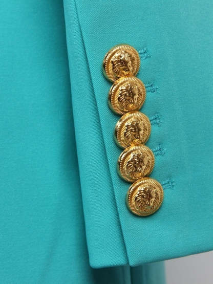 Single-Breasted Button Blazer for Women with Peak Lapel and Long Sleeves