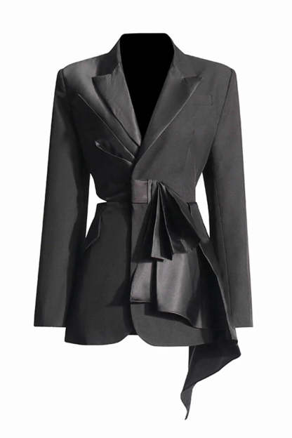 Black Peak Lapel Blazer with Cut-out Details for Women