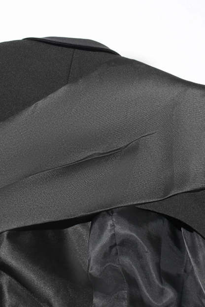 Black Peak Lapel Blazer with Cut-out Details for Women