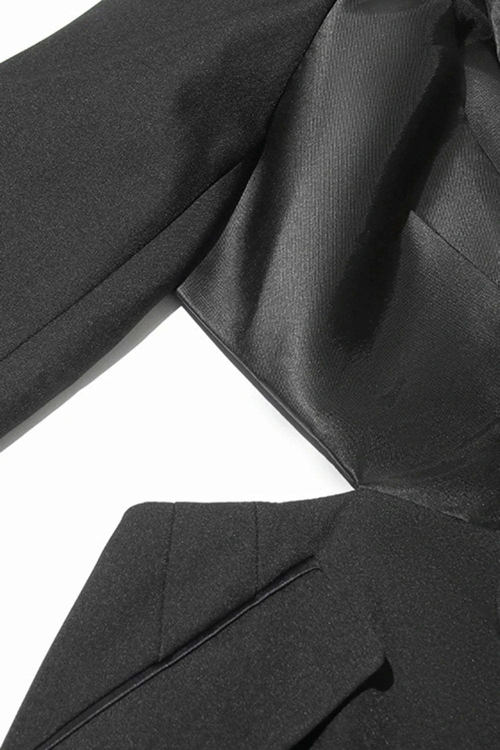 Black Peak Lapel Blazer with Cut-out Details for Women