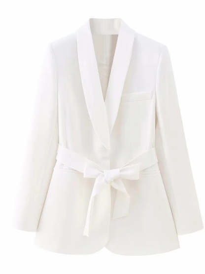 Lapel Shawl Suit Set For Women