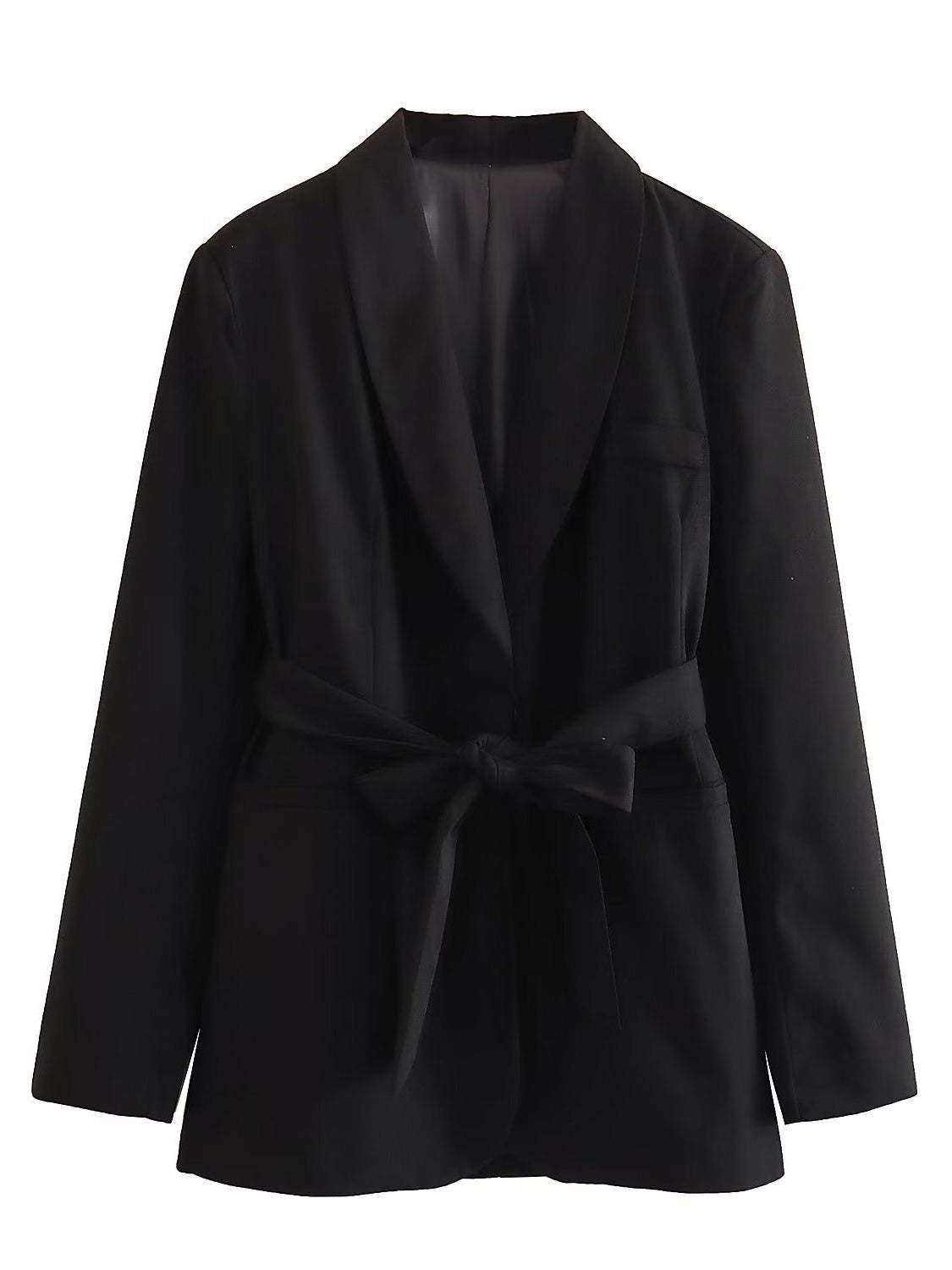 Lapel Shawl Suit Set For Women