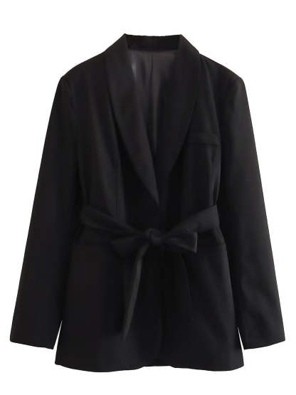 Lapel Shawl Suit Set For Women