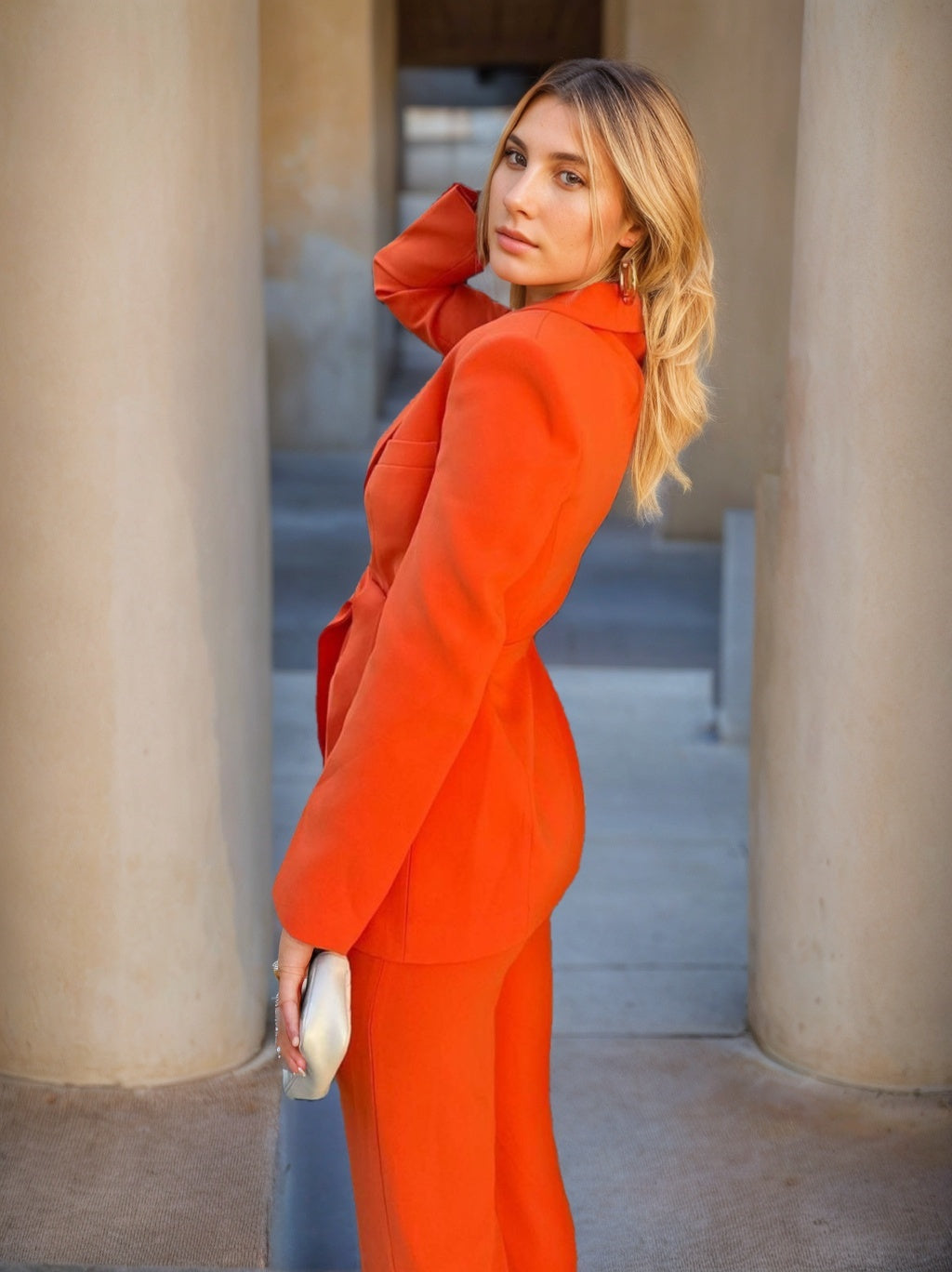 Lapel Shawl Suit Set For Women