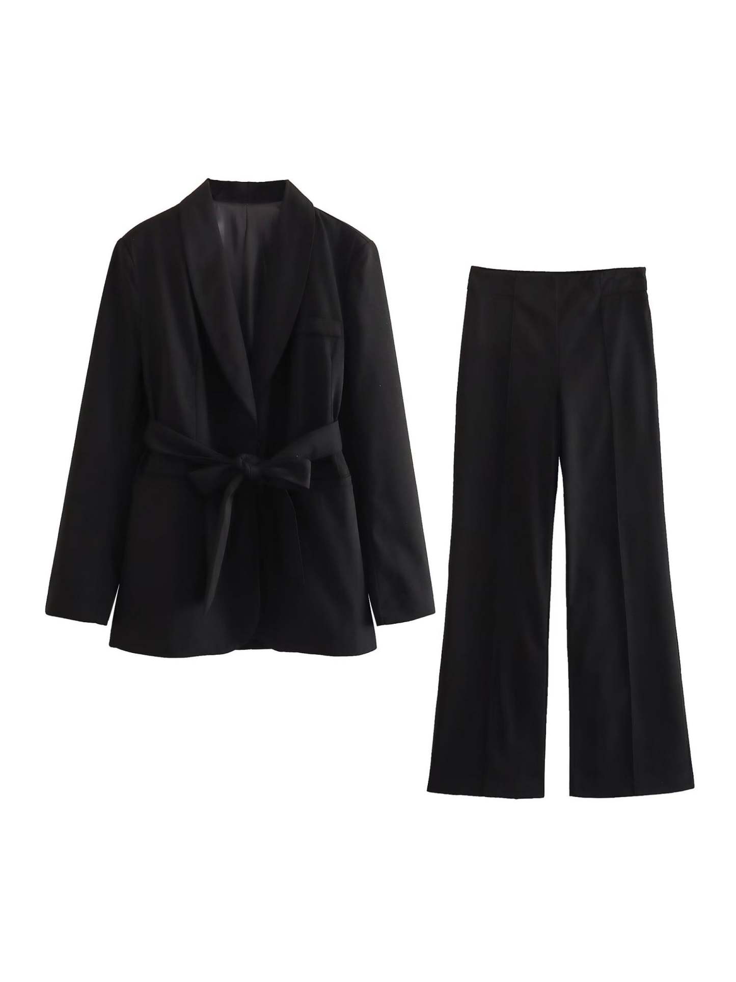 Lapel Shawl Suit Set For Women