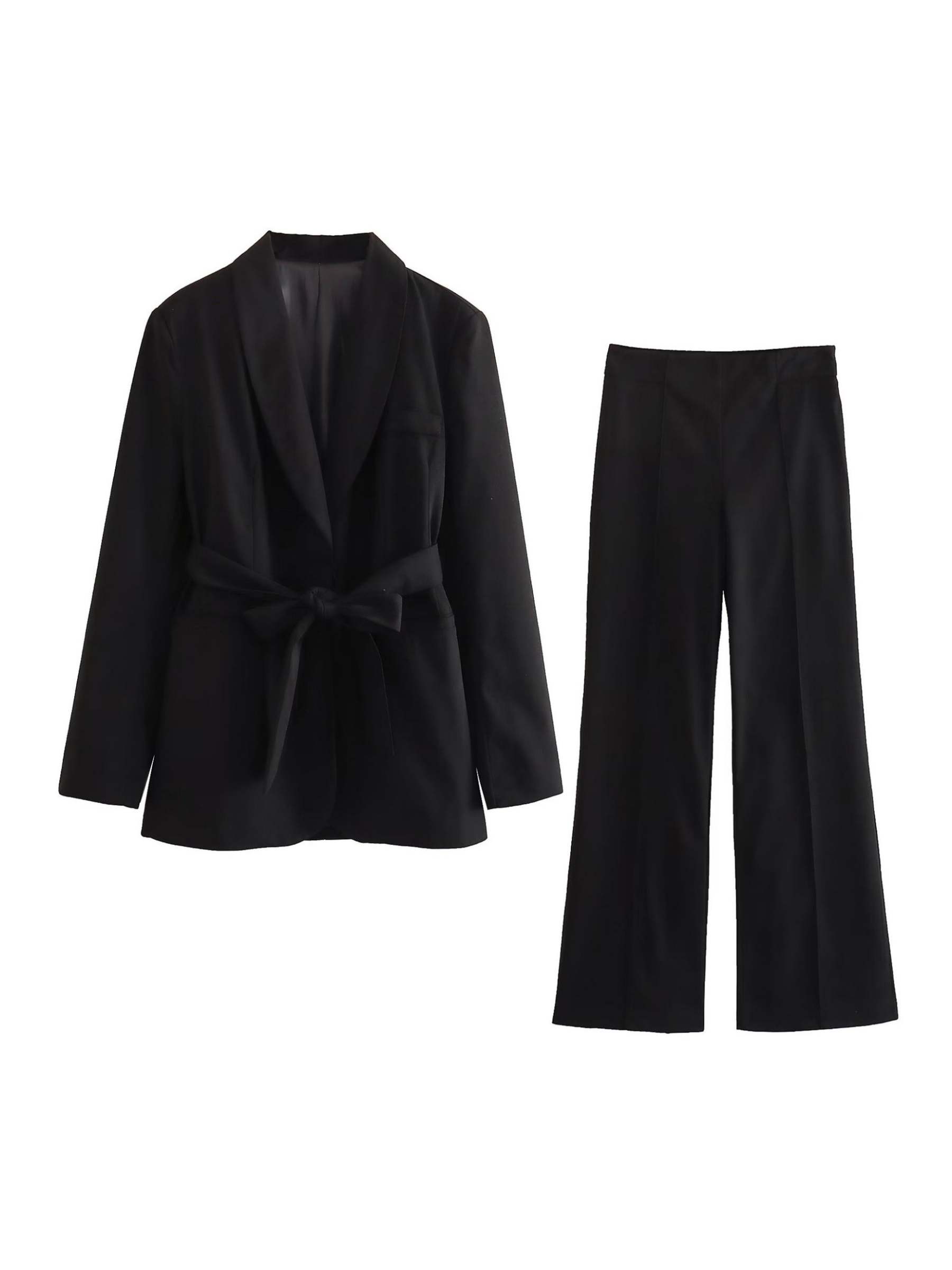 Lapel Shawl Suit Set For Women