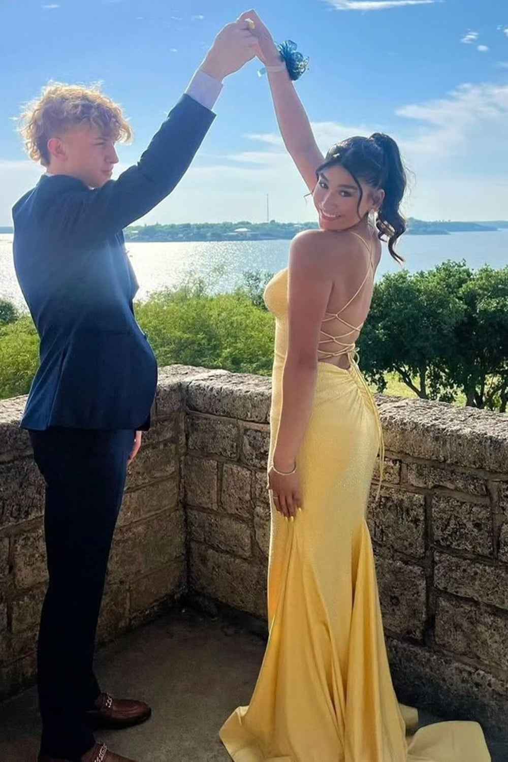 Red Spaghetti Straps Mermaid Long Prom Dress with Beading