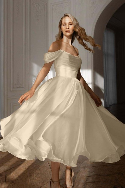 White Off the Shoulder Sleeveless Long Prom Dress With Pleated